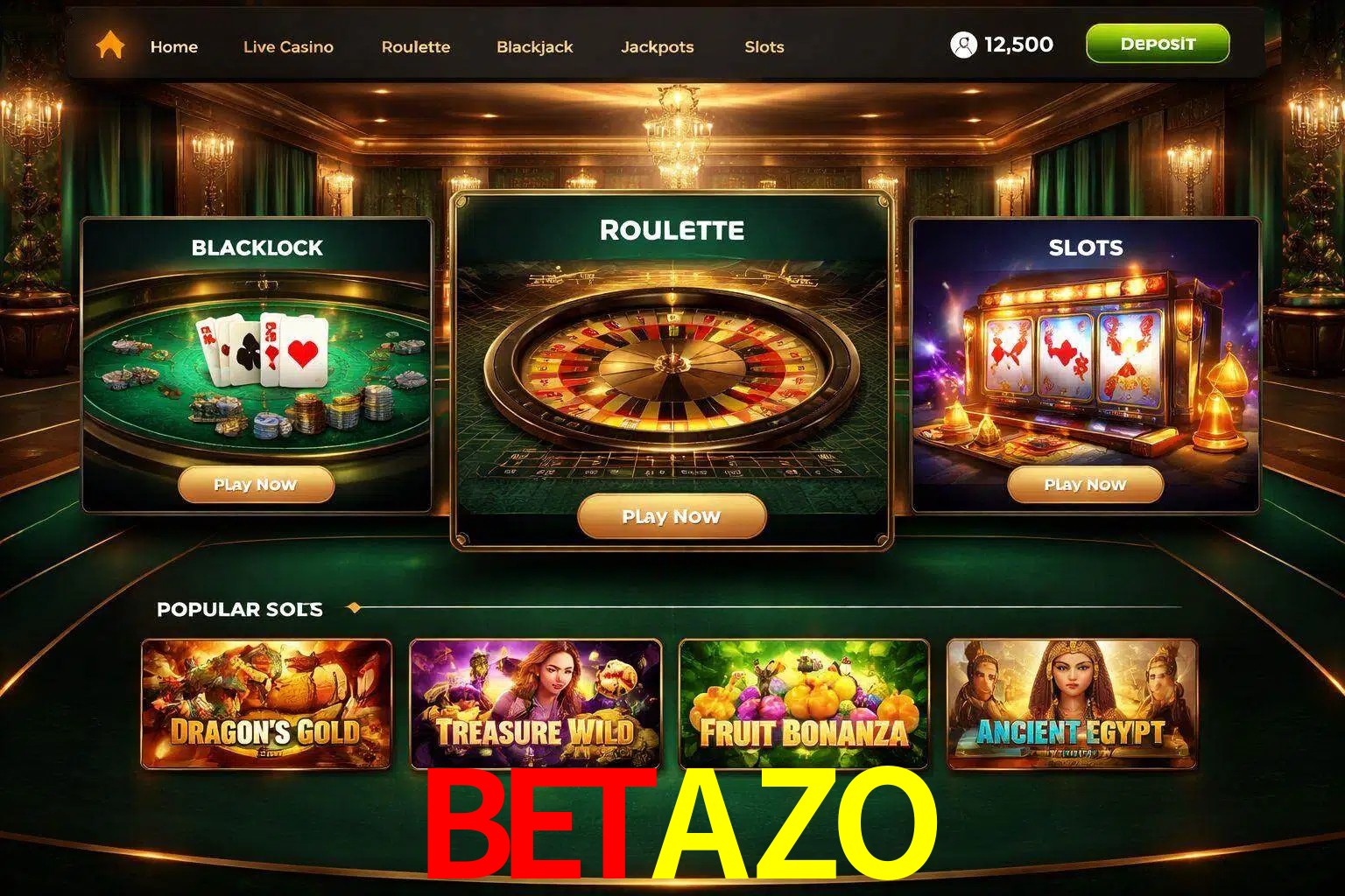 Vista de la plataforma BETAZO Casino mostrando categorías organizadas de juegos en línea